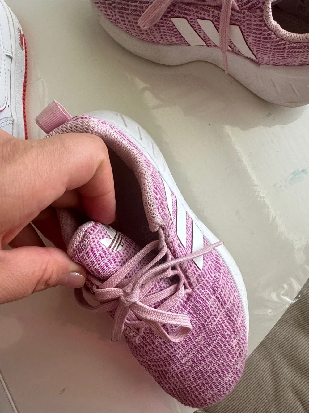 Bundle White and Pink Sneakers Nike and Adidas size 12 toddler girl